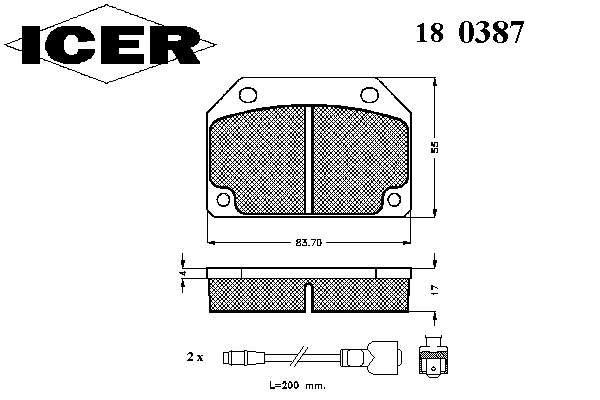 Pastillas de freno delanteras 180387 Icer