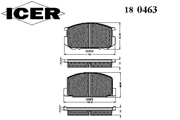 Pastillas de freno delanteras 180463 Icer