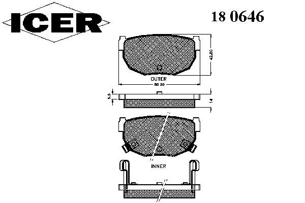 180646 Icer pastillas de freno traseras