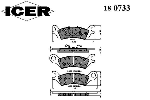 180733 Icer pastillas de freno traseras