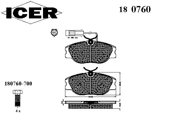 180760 Icer pastillas de freno delanteras