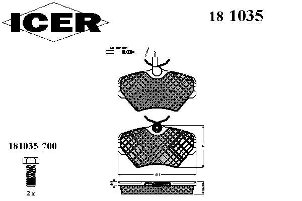 181035 Icer pastillas de freno delanteras