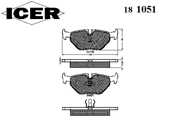 Pastillas de freno traseras 181051 Icer