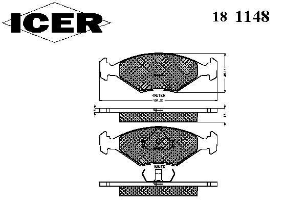 181148 Icer pastillas de freno delanteras