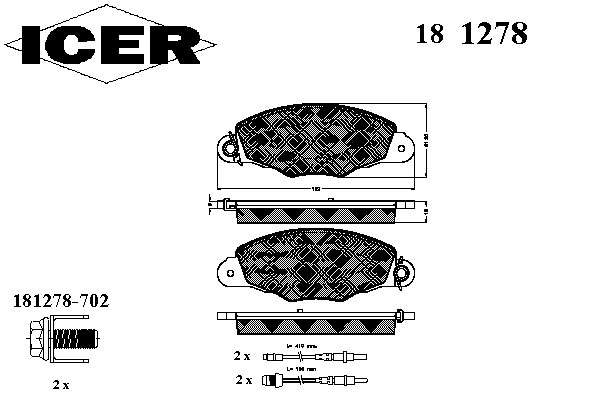 181278 Icer pastillas de freno delanteras