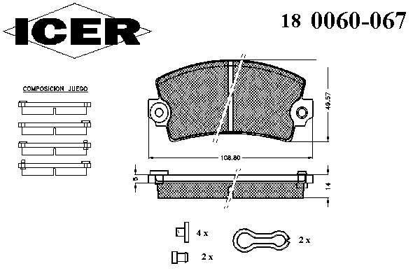 180060-067 Icer pastillas de freno delanteras