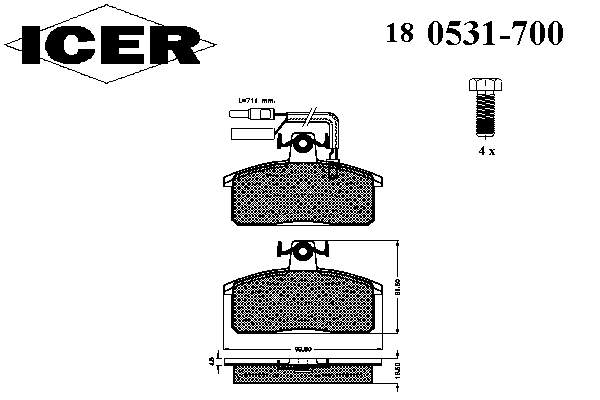 Pastillas de freno delanteras 180531700 Icer