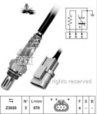 Sonda Lambda, Sensor de oxígeno despues del catalizador derecho 107398 Facet