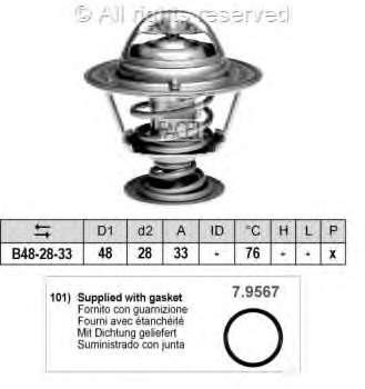 Termostato, refrigerante 9091603082 Toyota