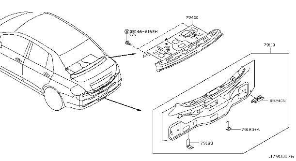 Panel trasero de maletero para Nissan Tiida (SC11)