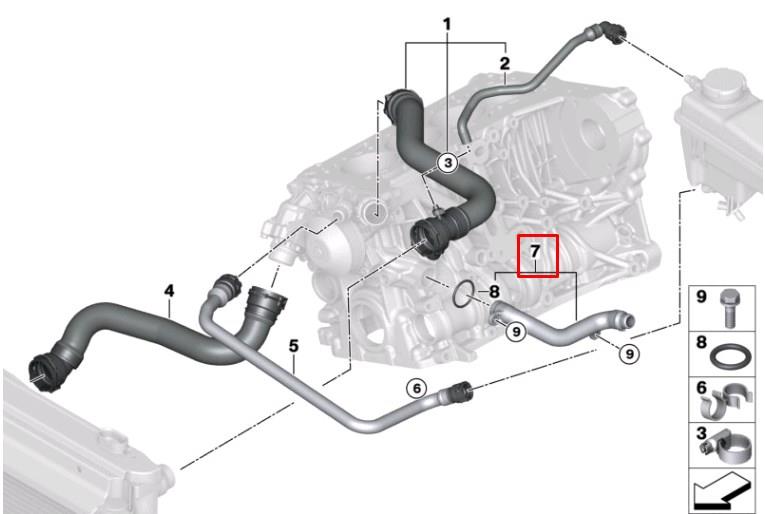 Manguera (conducto) del sistema de refrigeración 11537800583 BMW