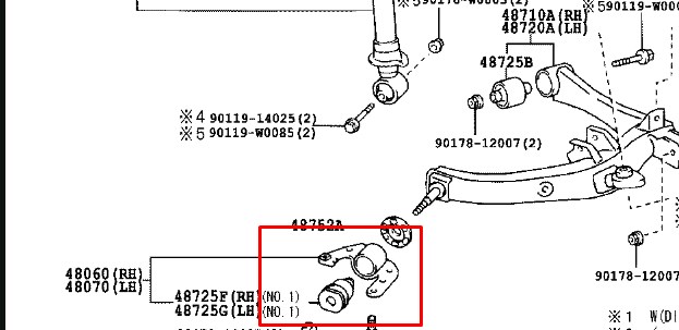 4806005011 Toyota suspensión, brazo oscilante trasero inferior