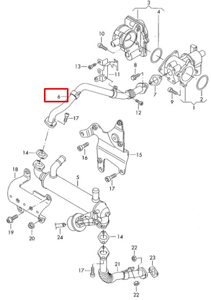 Manguera Tuberia De Radiador (gases de escape) para Volkswagen Crafter (2E)
