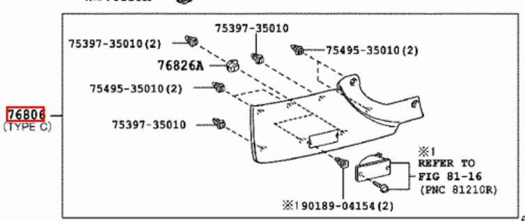 Moldura de puerta de maletero para Toyota RAV4 (A3)