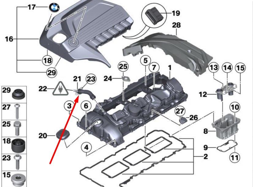 Tubo de ventilación del cárter 11127584128 BMW