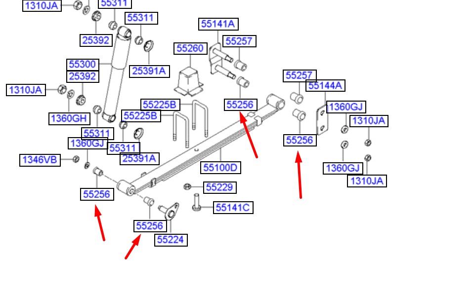 552564B000 Hyundai/Kia silentblock trasero de ballesta trasera