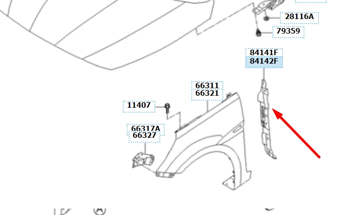 841421R000 Chrysler sello de guardabarros