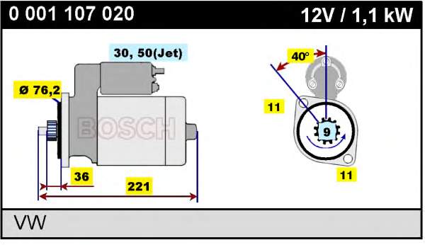 Motor de arranque 0001107020 Bosch