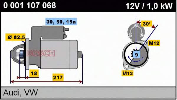 Motor de arranque 0001107068 Bosch