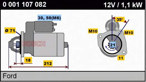 0001107082 Bosch motor de arranque