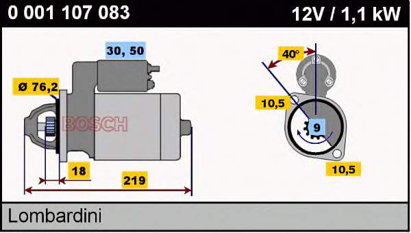 Motor de arranque 0001107083 Bosch