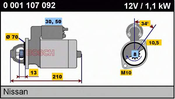 0001107092 Bosch motor de arranque