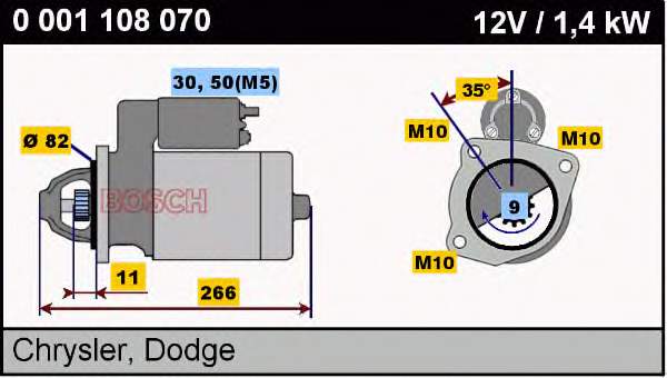 Motor de arranque 0001108070 Bosch