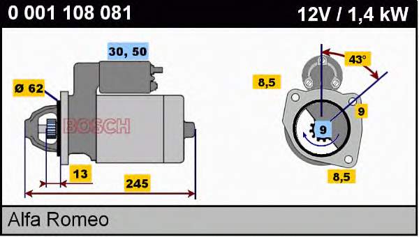 Motor de arranque 0001108081 Bosch