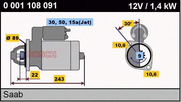 Motor de arranque 0001108091 Bosch