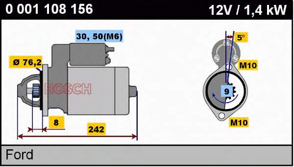 Motor de arranque 0001108156 Bosch