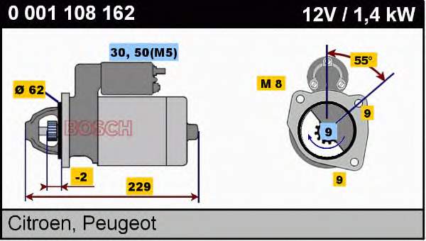 0001108162 Bosch motor de arranque