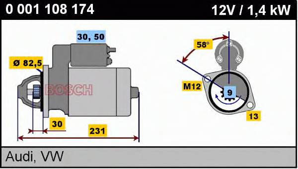 0001108174 Bosch Motor de arranque