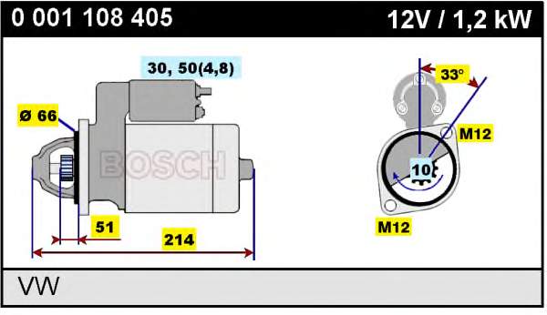 Motor de arranque 0001108405 Bosch