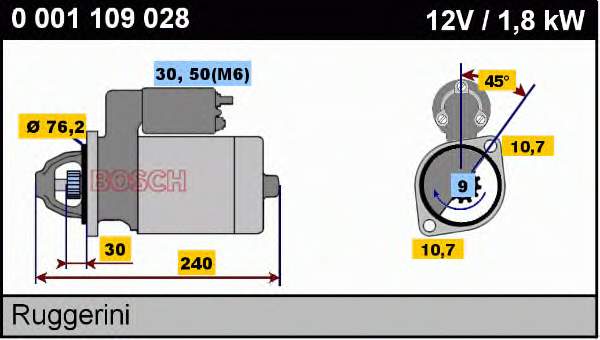 Motor de arranque 0001109028 Bosch