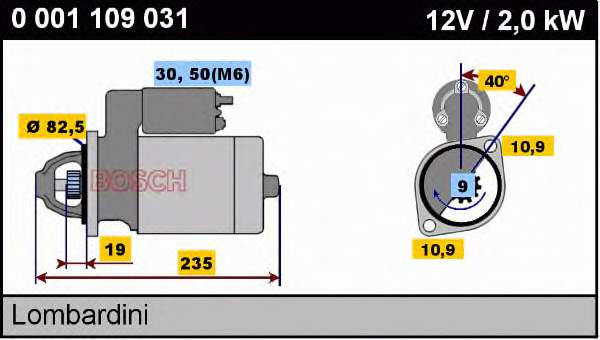 Motor de arranque 0001109031 Bosch