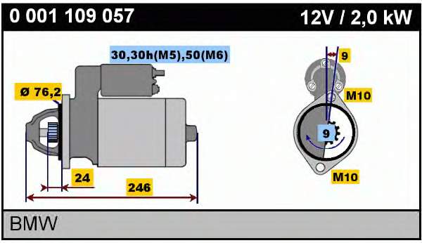 0001109057 Bosch motor de arranque