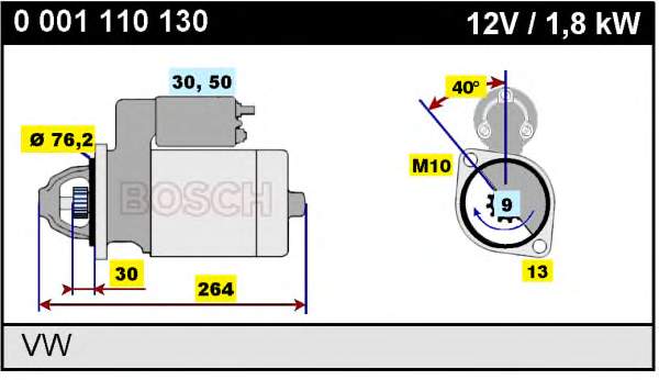 Motor de arranque 0001110130 Bosch