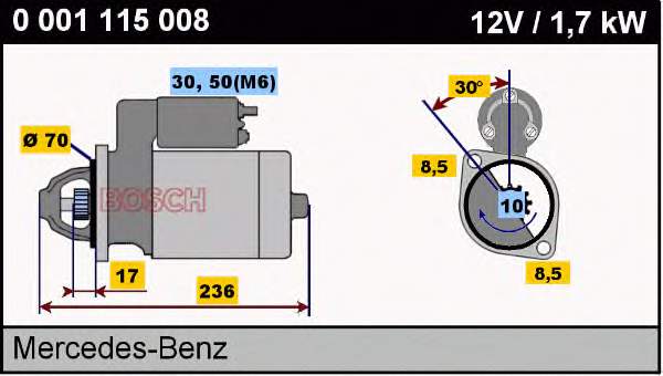 Motor de arranque 0001115008 Bosch