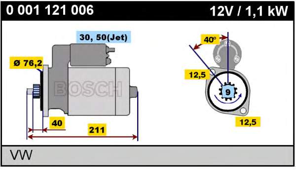 Motor de arranque 0001121006 Bosch