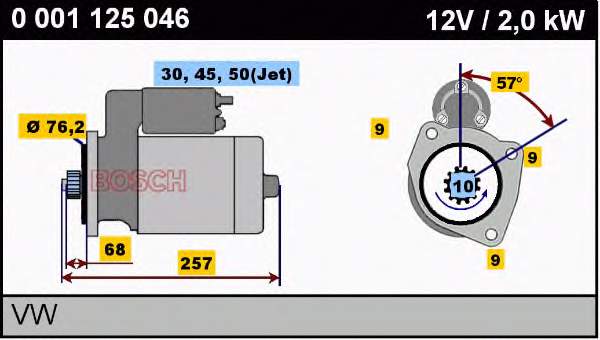 Motor de arranque 0001125046 Bosch