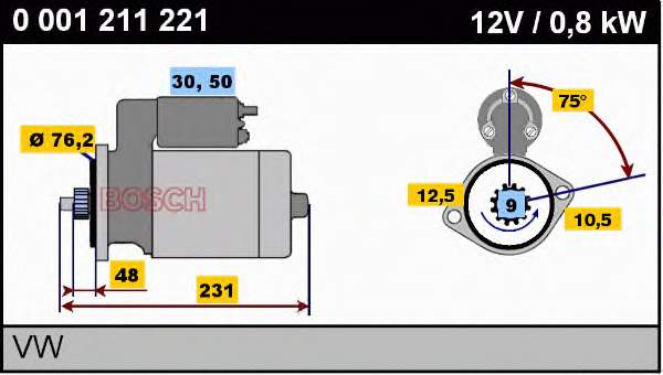 Motor de arranque 0001211221 Bosch