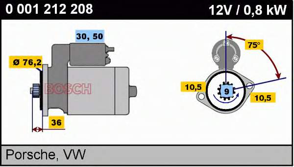 Motor de arranque 0001212208 Bosch