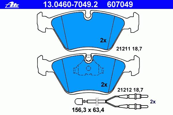 13.0460-7049.2 ATE pastillas de freno delanteras