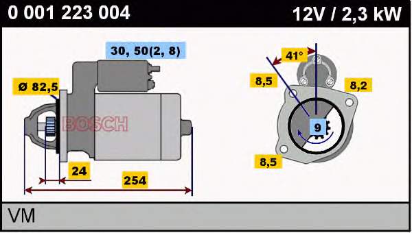 Motor de arranque 0001223004 Bosch