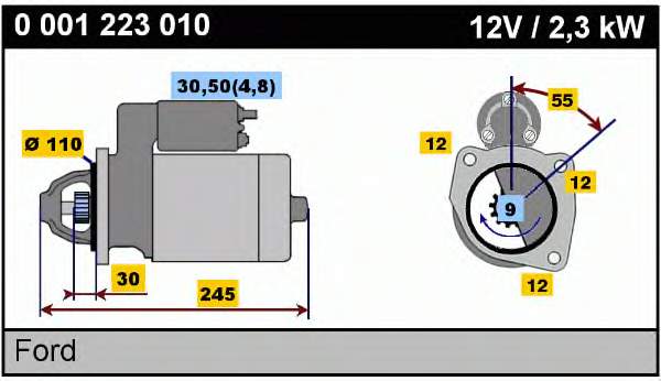 Motor de arranque 0001223010 Bosch