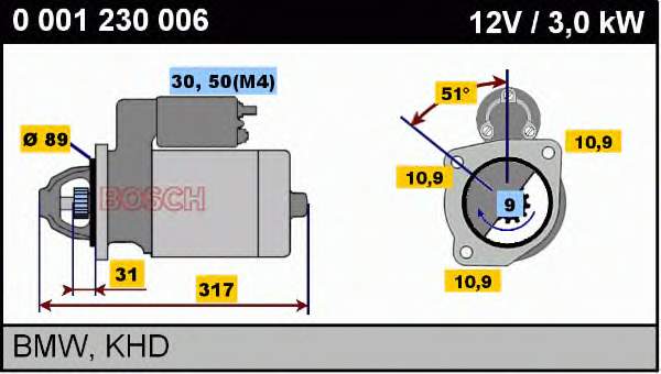 0001230006 Bosch motor de arranque