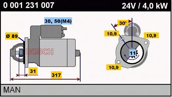 0001231007 Bosch motor de arranque