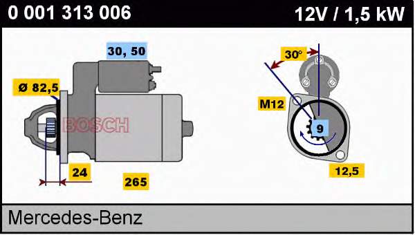 Motor de arranque 0001313006 Bosch