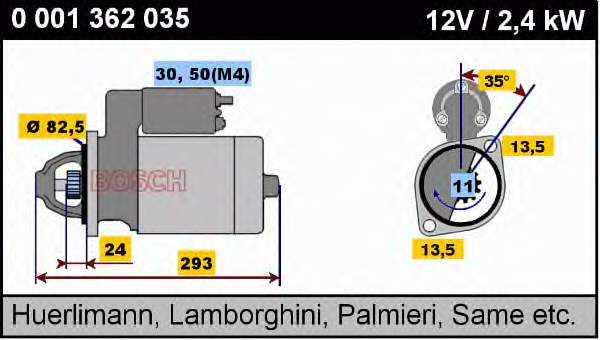 0001362035 Bosch motor de arranque