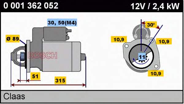 Motor de arranque 0001362052 Bosch